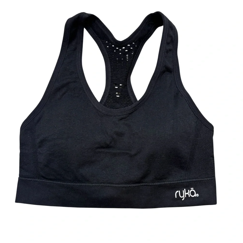 Ladies Ryka Brand Black Sports‎ Bra with Laser Cut Back Design Size Medium